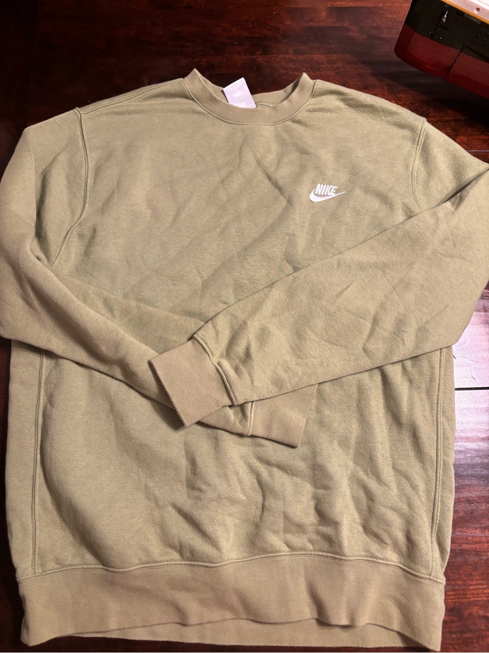 Nike Olive Crewneck Sweatshirt with White Swoosh